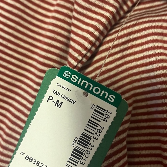 Eco-friendly burgundy and ecru stripes double-faced robe NWT - Picture 10 of 11